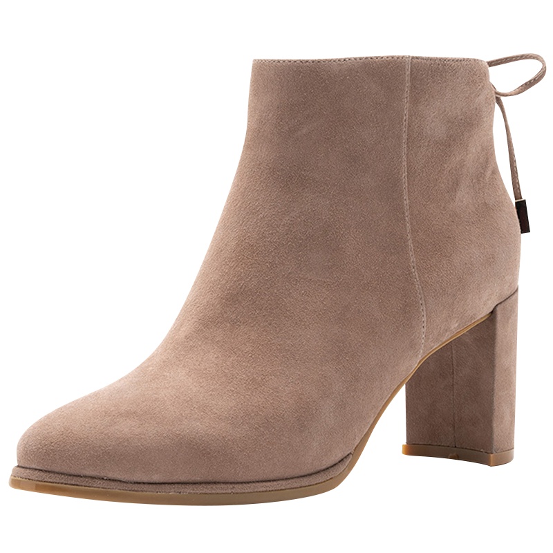 星期六(ST&SAT)专柜同款羊反绒中跟粗跟时尚短靴女SS84116488