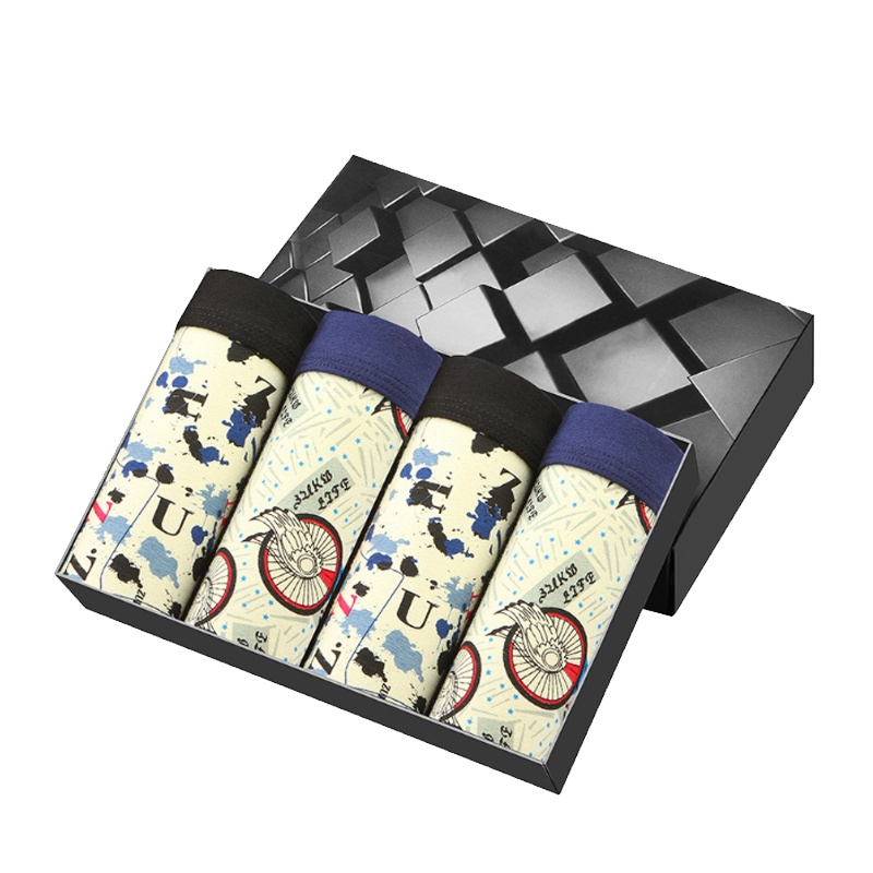 俞兆林男士内裤平角裤休闲中腰四角裤卡通舒适简约短裤裤头四条装