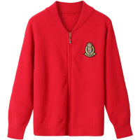 恒源祥针织衫女2020春秋棒球领休闲外套纯色加绒厚款拉链上衣