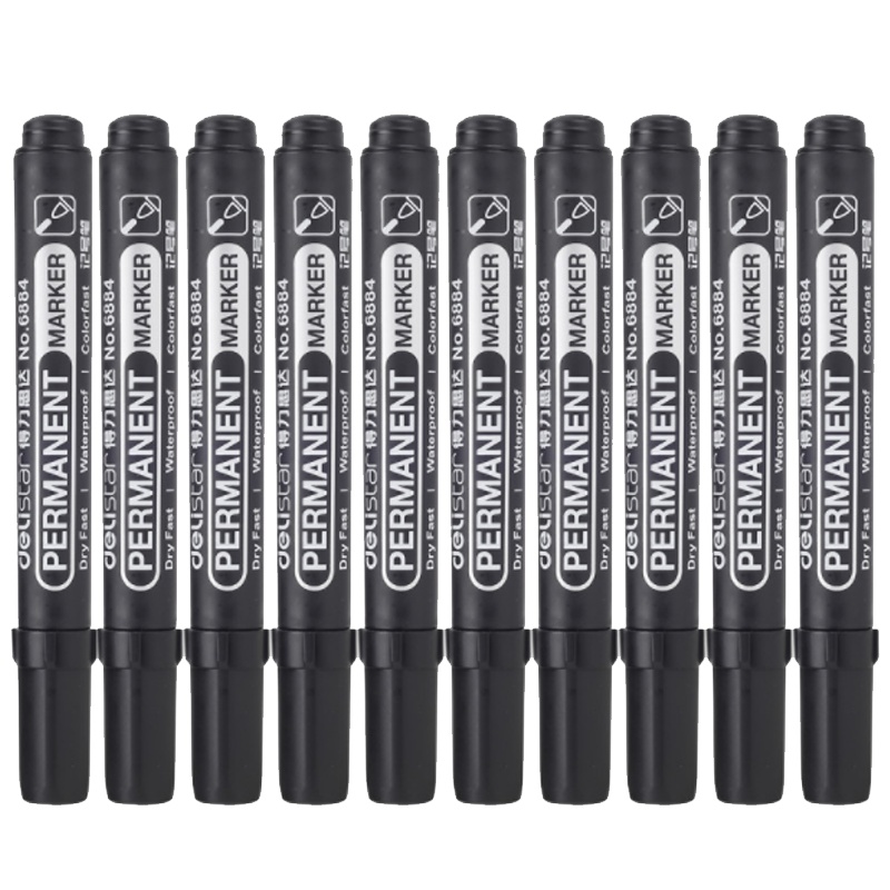 得力 6884 记号笔 单头油性笔 物流大头笔 好用又耐用1.5mm 10支/盒 蓝色