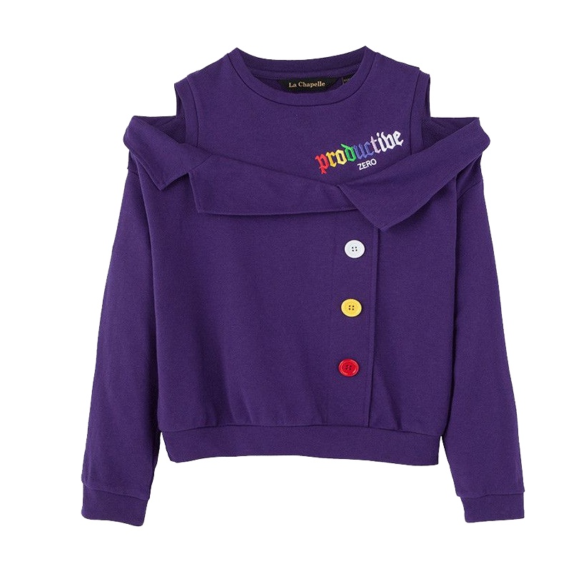 新款拉夏贝尔秋冬款气质通勤OL风休闲百搭露肩时尚卫衣1T000747