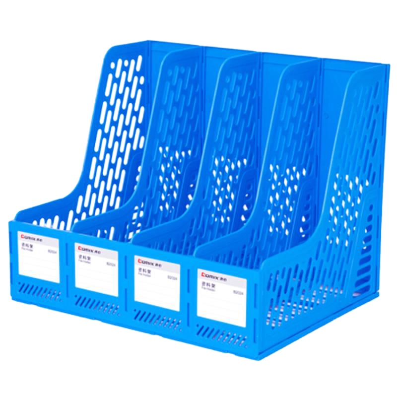 齐心(Comix) B2024 耐用四联文件架/文件框/文件筐 蓝色 办公文具