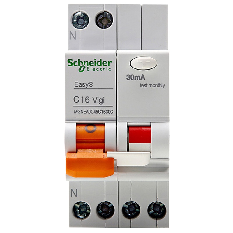 施耐德电气 自营 E9系列断路器带漏电保护器 家用空开 单进单出 双进双出 真空单极 空气开关 2P 63A带漏电保护器