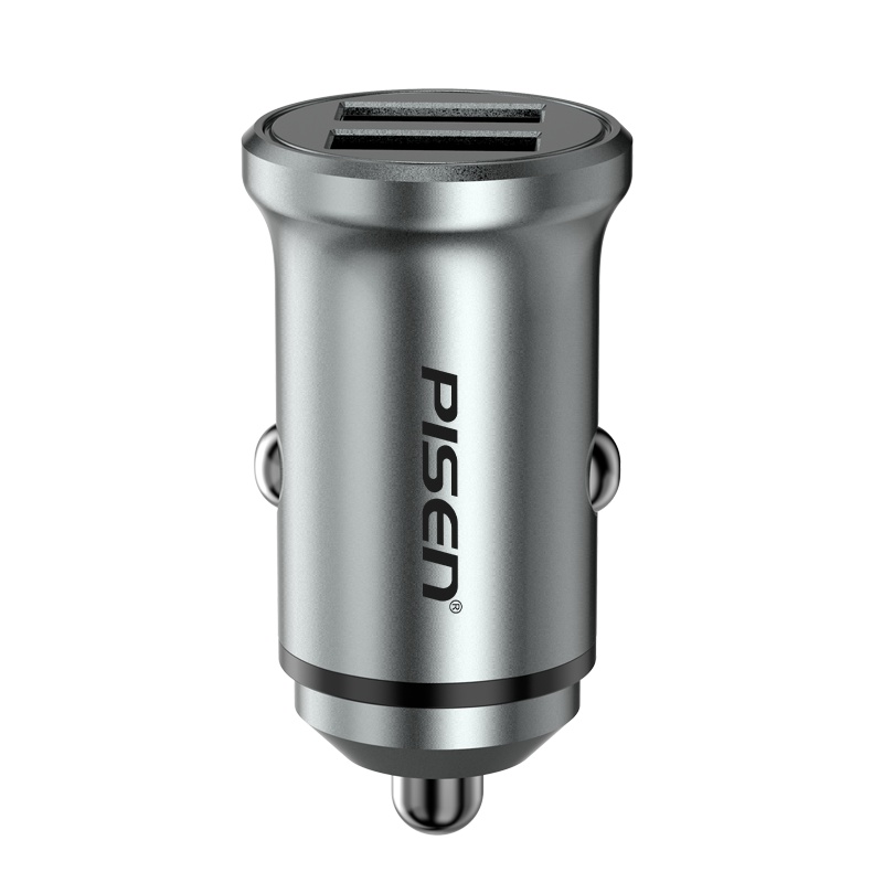 品胜车载充电器 双口21W汽车点烟器一拖二快充头迷你金属车充USB接口适用苹果安卓小米华为 迷你铝合金[皓月银]