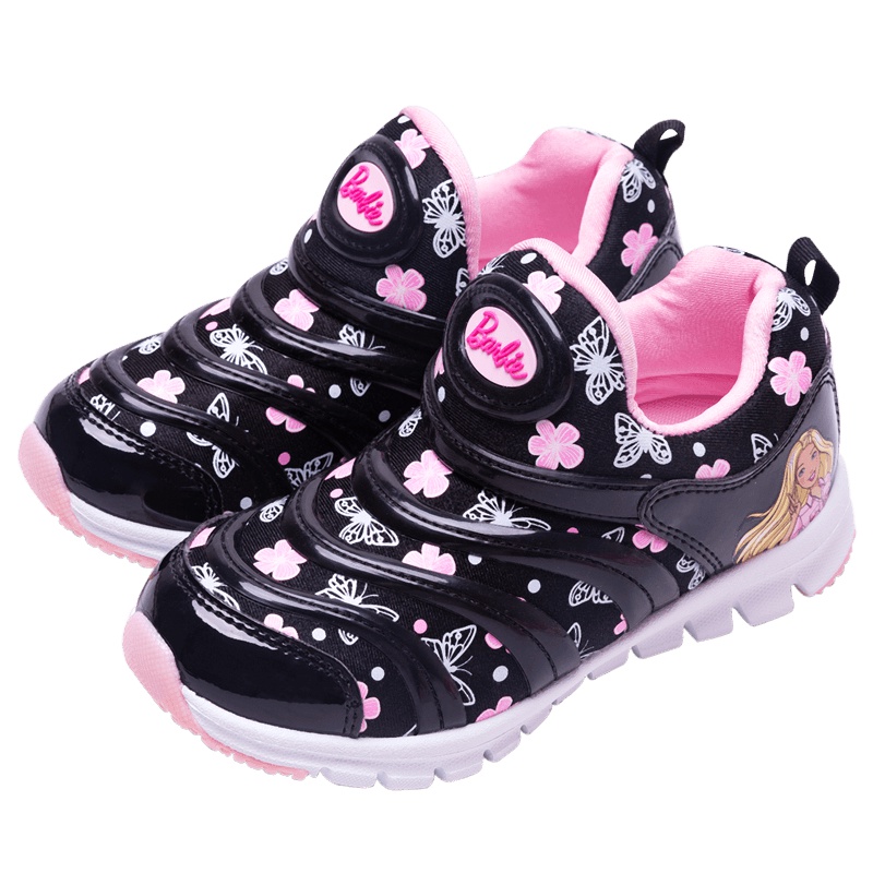 芭比童鞋女童毛毛虫鞋2019新款时尚印花小公主儿童运动鞋透气春秋