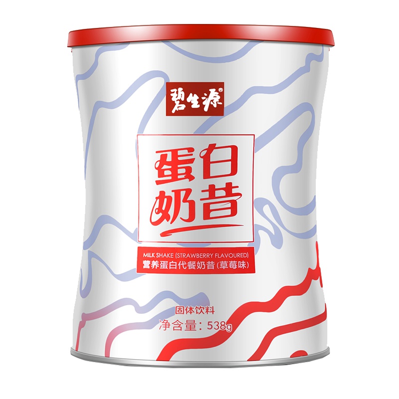 碧生源 蛋白代餐奶昔男女饱腹代餐粉 营养膳食纤维粉 538g/罐(草莓味)