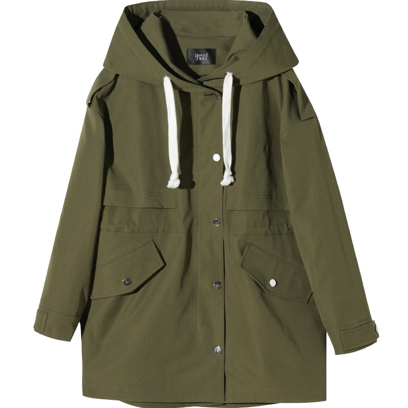 娅丽达女装春秋2019新款短款外套连帽宽松纯色韩版休闲女士上衣I7529