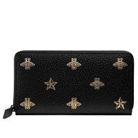 GUCCI 古驰 gucci男女同款古奇奢侈品蜜蜂星星图案长款钱包手拿包 黑色 495062DJ2KT8474