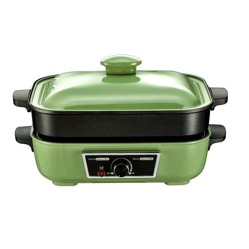 法迪欧(Fardior) 多功能锅料理锅网红锅电烧烤锅2.5L家用电烤锅涮烤一体锅标准款 LZW-1901B(绿)