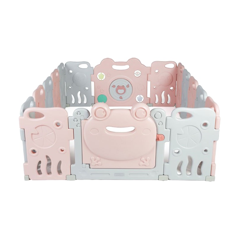 babycare儿童室内游戏围栏婴儿宝宝爬行垫学步防护栏家用安全栅栏 暮色粉 14+2 192*155cm 7600