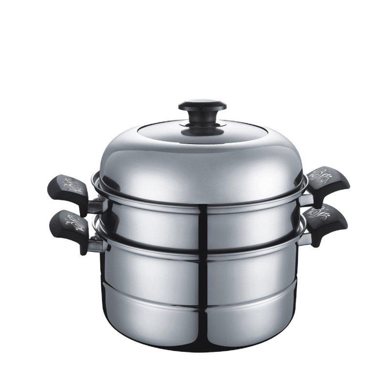 德铂(Debo)卡布里不锈钢双层蒸锅多用汤锅28cm大口径电磁炉通用DEP-112 单个装