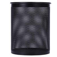 得力 密集金属网纹圆形笔筒 创意桌面收纳盒(10只装/黑)909