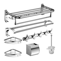 四季沐歌[MICOE]毛巾架加厚不锈钢浴巾架卫生间置物架卫浴五金套件套装挂件6件套