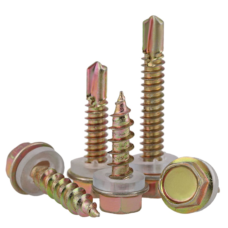 外六角钻尾螺丝铁彩锌尖头彩钢瓦钉带垫自攻自钻螺钉国标燕尾螺丝钉M5.2 自钻 M5.2*25 (60粒)