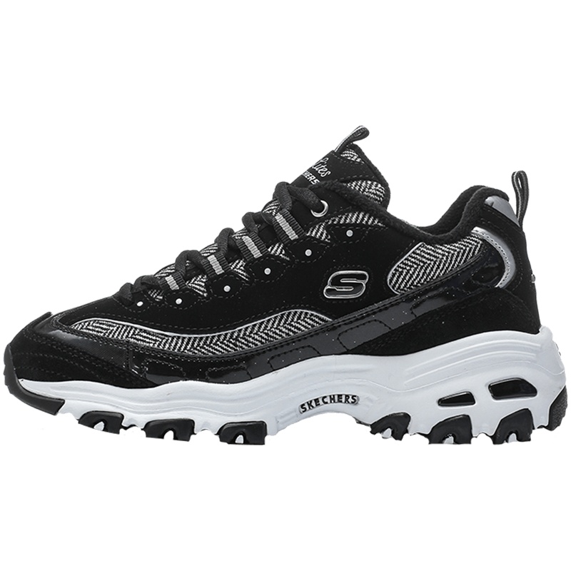 Skechers斯凯奇D'lites加绒保暖休闲鞋女士熊猫鞋66666036/BKW