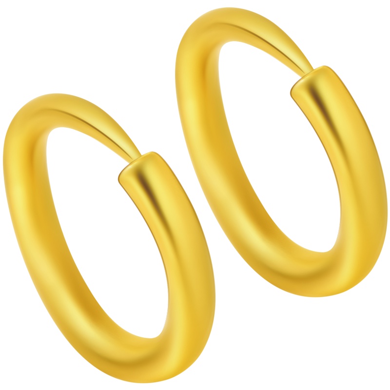 臻选周大福珠宝首饰圆环形足金黄金耳钉计价(工费48元)F3545