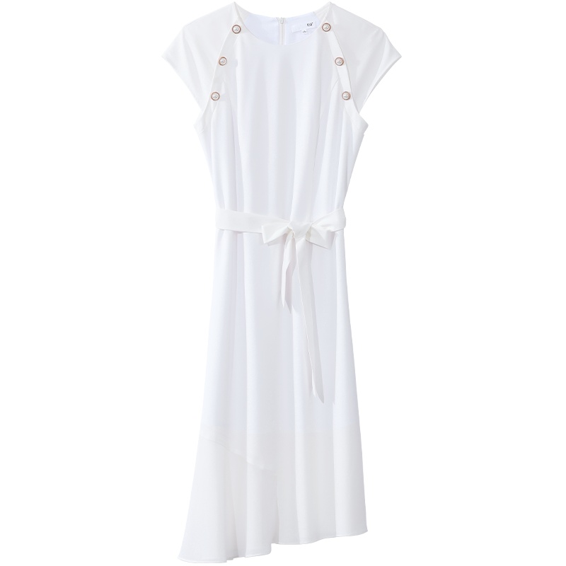 OSA气质白色连衣裙女夏季2020年新款中长款收腰显瘦仙女裙子修身