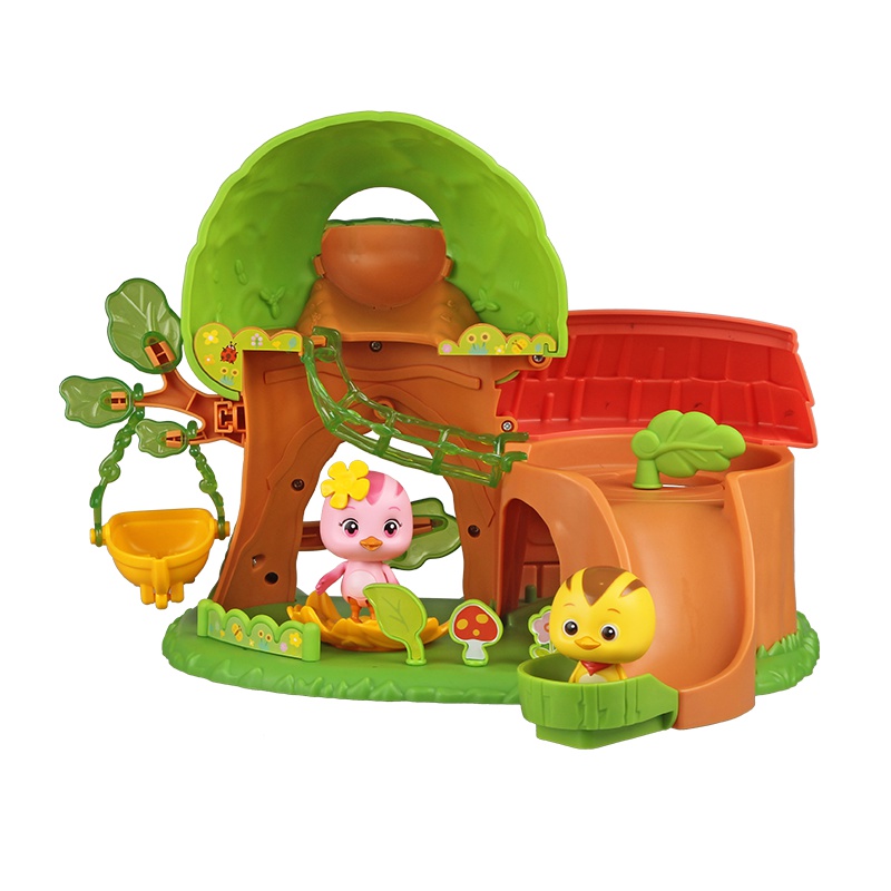 奥迪双钻(AULDEY)萌鸡小队3岁以上男孩女孩儿童玩具 萌鸡乐园树屋套装家族场景系列810510 过家家 轨道拼装