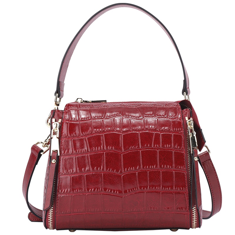 都宝路(dubaolu)秋冬新款时尚牛皮石头纹斜挎包单肩包女包