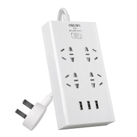 得力(deli)18282接线板 智能USB插座 插线板/插排/排插/ 3usb接口 4组合孔全长2米带保护门 白色