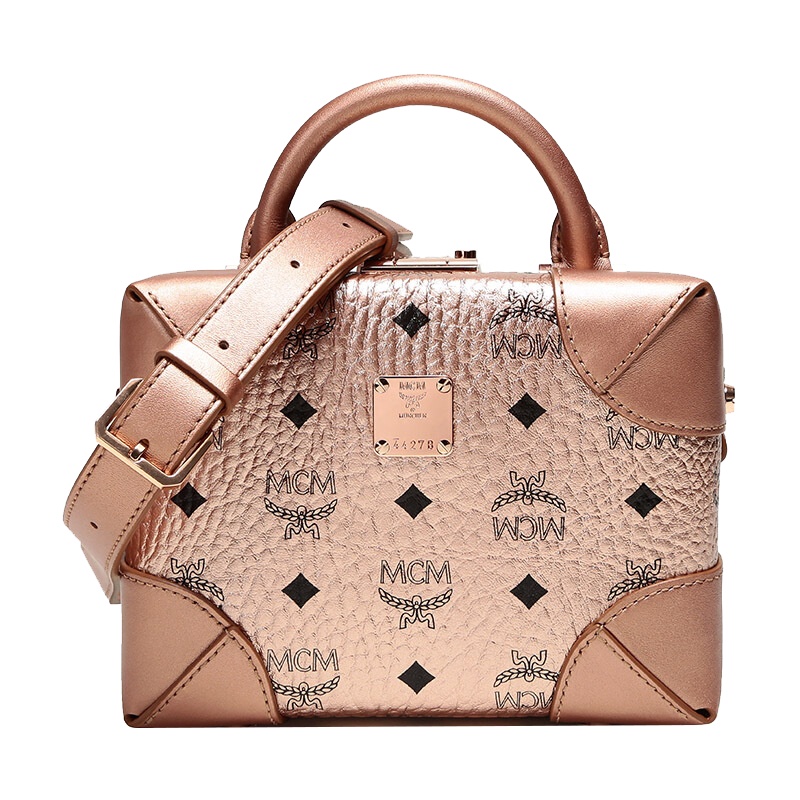 MCM 女士香槟色人造革配皮单肩斜挎包小方包 MWR9ABF42TC001