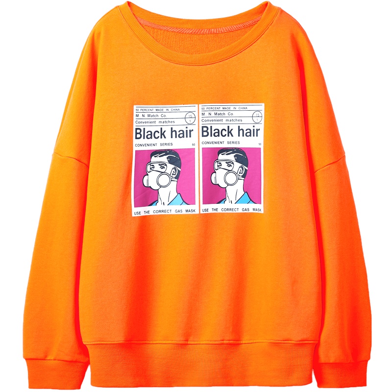 2019爱居兔秋季女装袖口撞色胶印设计休闲卫衣