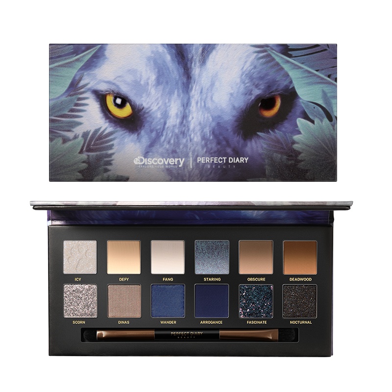 完美日记（PERFECT DIARY）探险家十二色动物眼影盘 12色眼影冰狼盘 discovery联名眼影