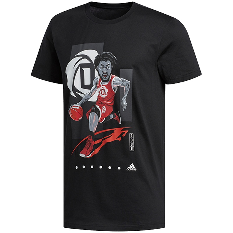阿迪达斯男服短袖T恤ROSE GU TEE罗斯同款篮球服FM4773