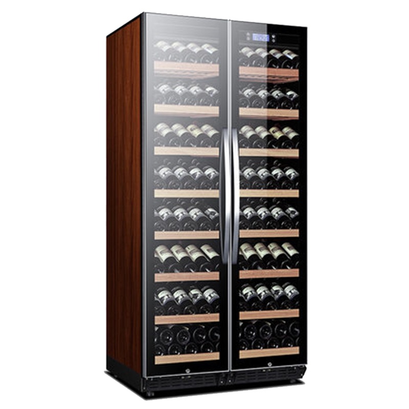 尊堡BJ-735 双开门红酒柜恒温酒柜定制酒柜商用双门一体柜压缩机大容量 340支装 棕木纹满配款