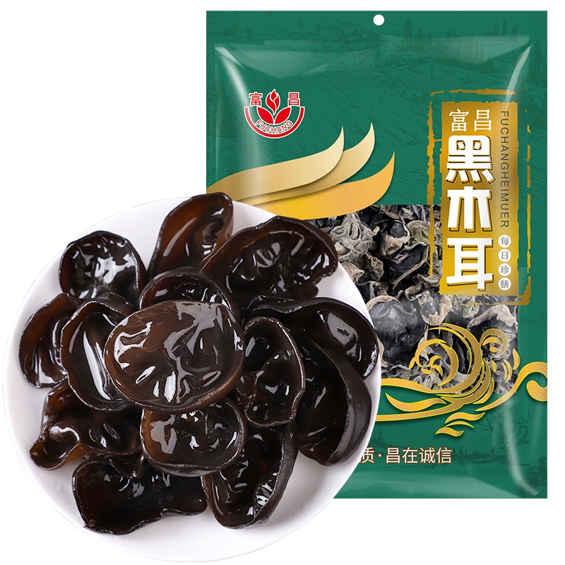 富昌 东北黑木耳208g 肉厚无根木耳 煲汤炒菜凉拌火锅材料 特产山珍南北干货
