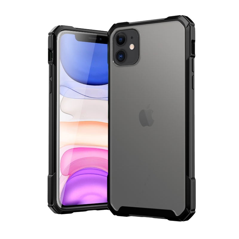 ESCASE 苹果11手机壳iPhone11保护套全包高档硅胶气囊防摔磨砂玻璃保护壳ES-SC-11钢琴黑