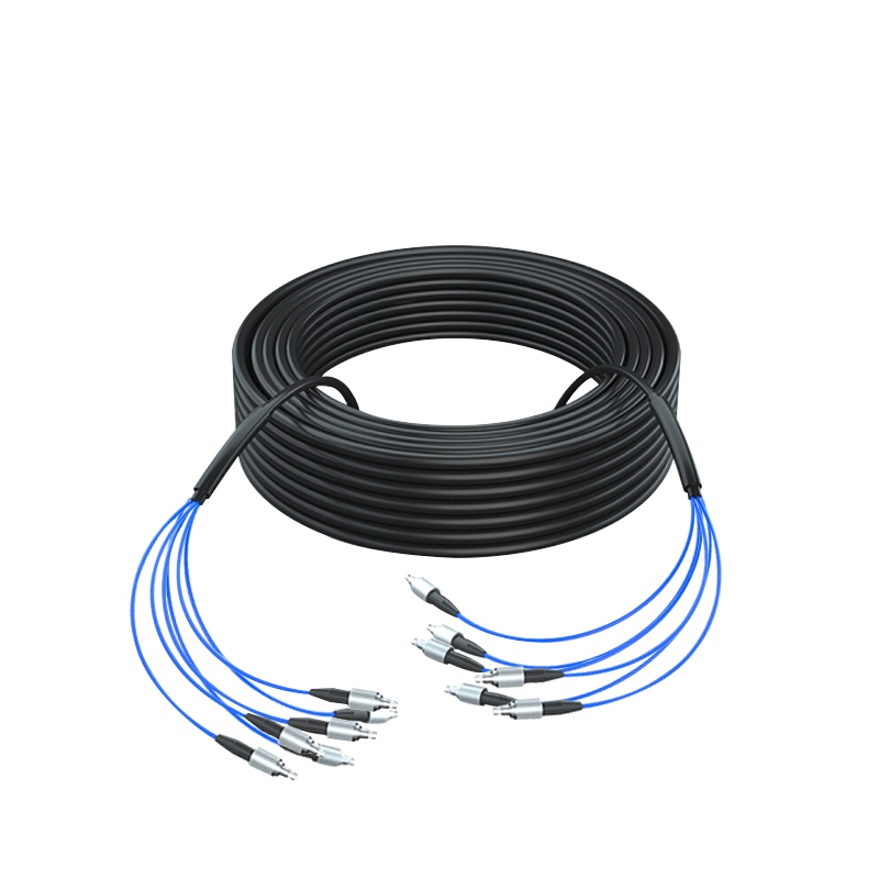 千天(QANTOP)室外FC-FC铠装光缆架空免熔接光纤跳线成品线电信级户外单模6芯网线延长监控传输光纤线400米