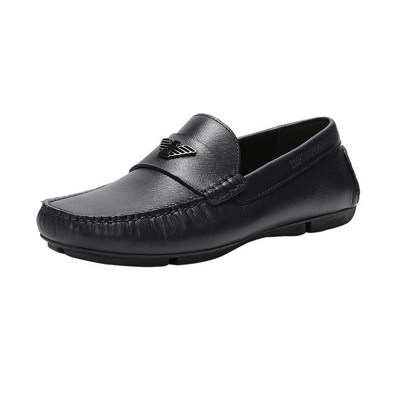 EMPORIO ARMANI 阿玛尼 男士徽标印花牛皮皮鞋