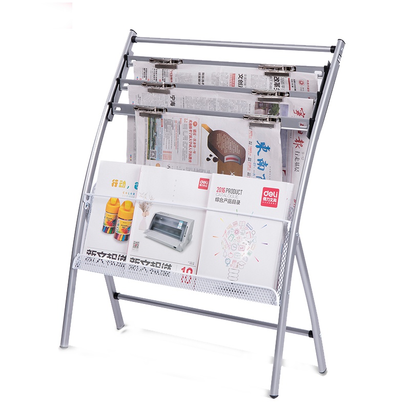 得力deli9301报刊架报纸夹报夹杂志宣传资料展示架报纸架书报夹子展架635*270*820mm