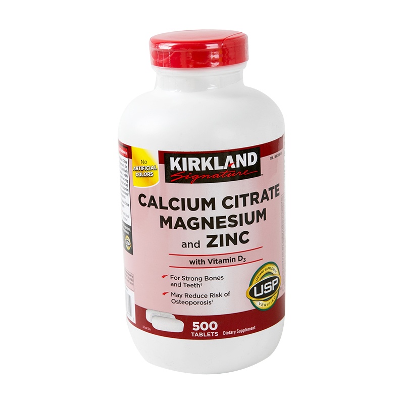 美国直邮 Kirkland柯克兰钙镁锌+维生素D进口成人柠檬酸钙片500粒