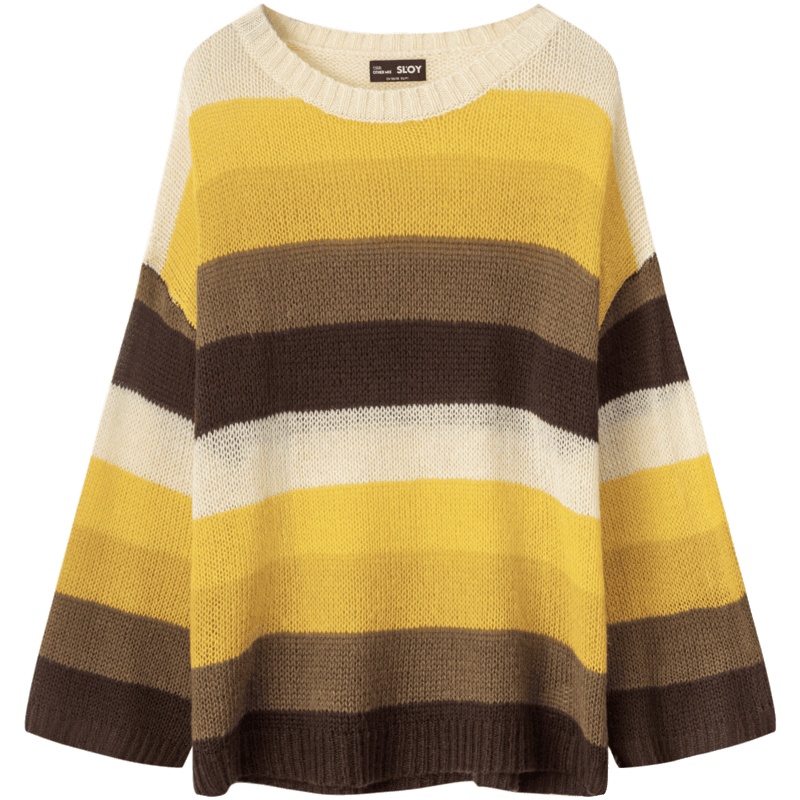 OtherMix针织衫女内搭2021年新款春洋气套头条纹打底长袖宽松上衣