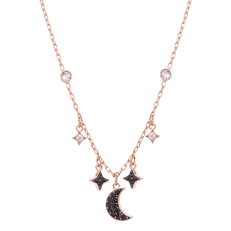 Swarovski 施华洛世奇 女士黑色玫瑰金镀金DUO MOON项链 5429737