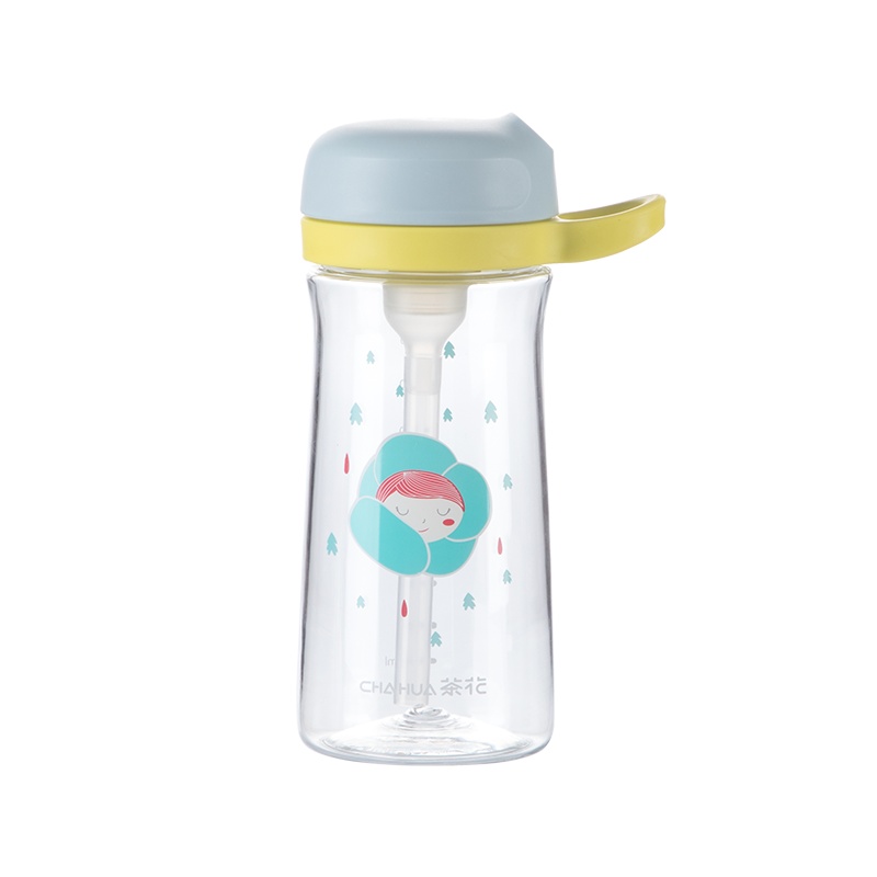 茶花吸管杯大人成人水杯女可爱少女心防摔吸管杯宝宝儿童小孩水杯tritan杯子硅胶提手便携健身运动随行水杯