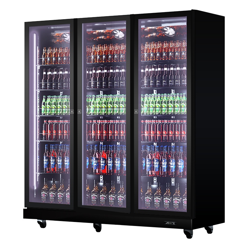 埃利斯(AILISI)商用啤酒柜 立式陈列柜冷柜玻璃门冰箱便利店饮料柜 酒吧KTV展示柜SC-1200SFD三色风冷