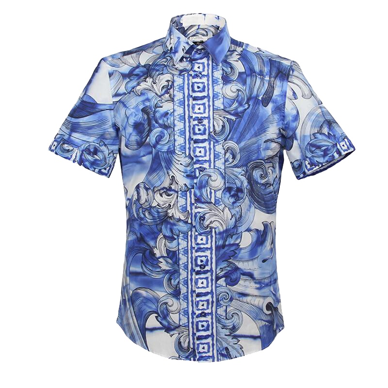 VERSACE 范思哲 奢侈品 男士短袖衬衫 V300243 VT01390 V7024