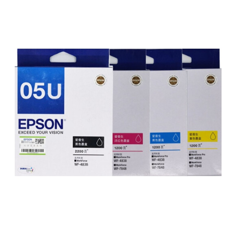 爱普生（EPSON） WF-4838 原装墨盒粉盒 05U系列 用于4838墨盒 黑色青红黄四色一套