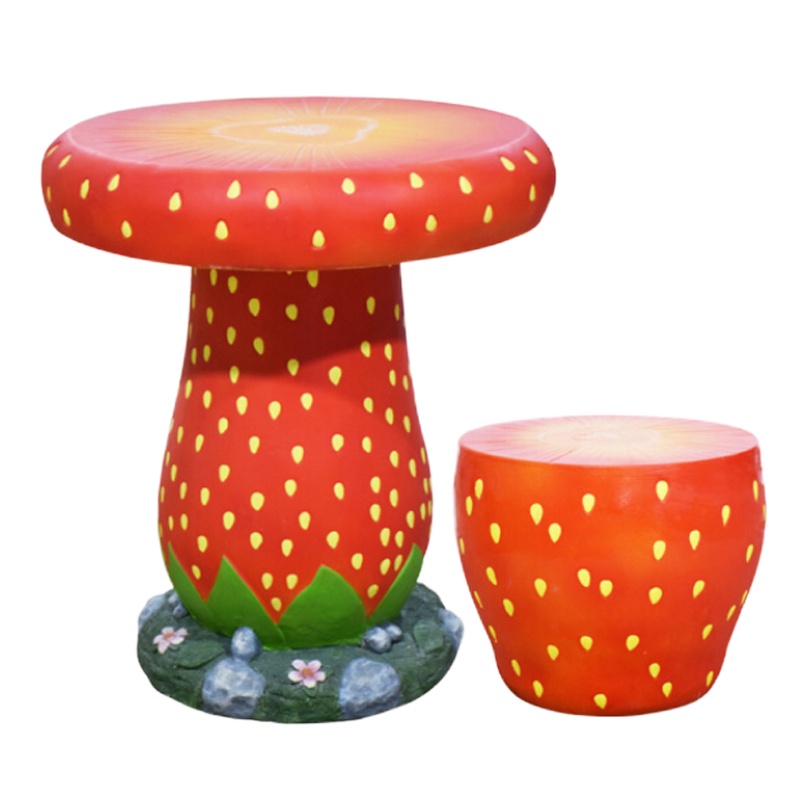 户外公园小区桌椅摆件幼儿园玻璃钢雕塑 一桌配四椅