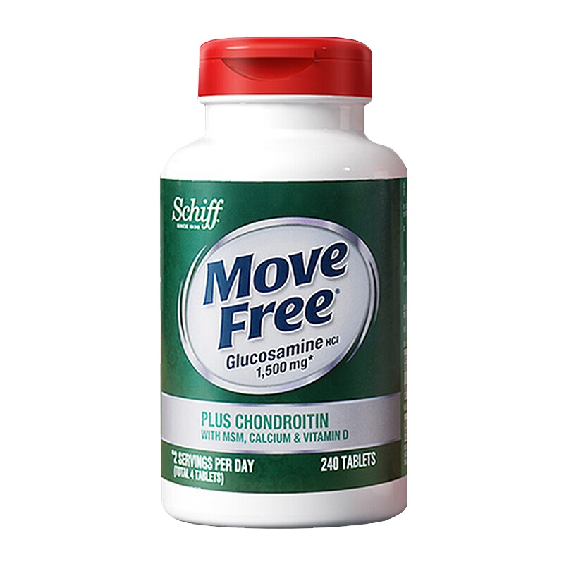 [1瓶双补补钙补氨糖]美国进口 Move Free 益节 维骨力高钙氨糖软骨素钙片 240粒/瓶 膳食营养补充剂