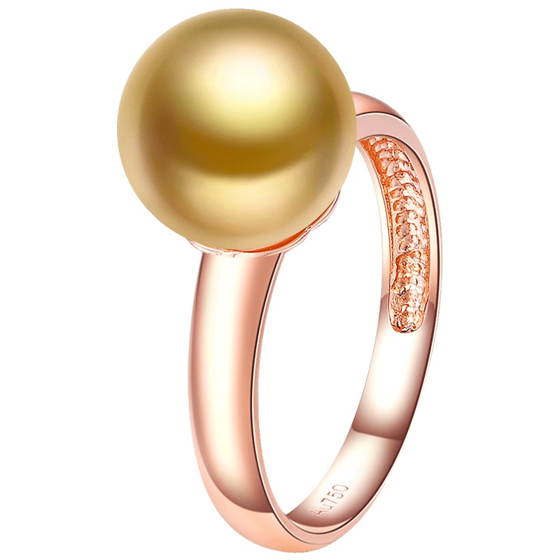 brir 佰色传情 珍珠戒指 9-10MM正圆南洋金珠18k金海水珍珠戒指