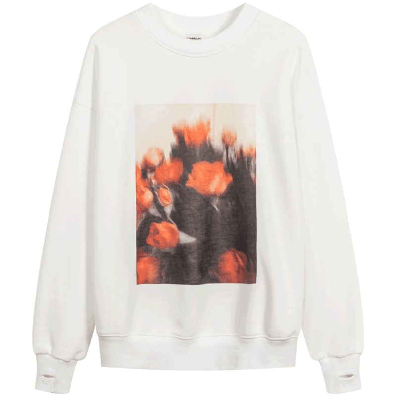 OtherMix白色oversize圆领卫衣2021春新款女新年宽松中长款上衣潮