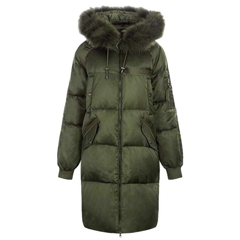 拉夏贝尔女装冬季中长款显瘦韩版长袖外套派克服羽绒服女10013167