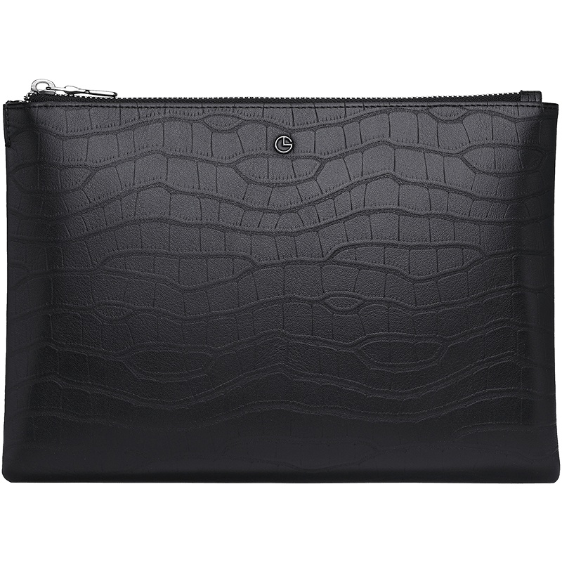 金利来(GOLDLION)男士手包鳄鱼纹头层牛皮手拿包 商务休闲男士真皮手抓包信封包