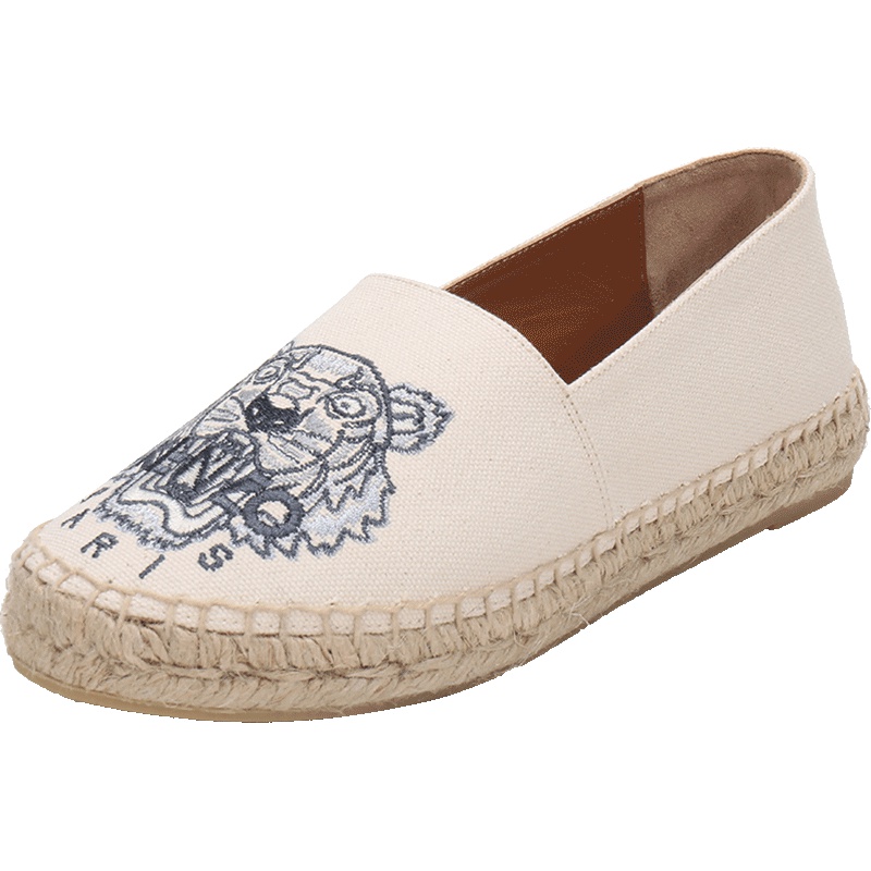 Kenzo 高田贤三 女士虎头刺绣休闲鞋渔夫鞋麻编鞋 F96 2ES190 F70