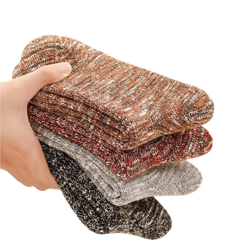 蓓乐妃长袜子男厚中筒祙加绒保暖毛圈秋冬季老年人冬天爸爸中年土