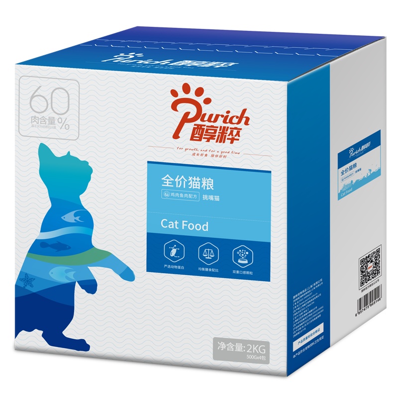 Purich醇粹猫粮 优选成猫馋嘴猫粮2kg 口感丰富 美短英短折耳布偶田园猫